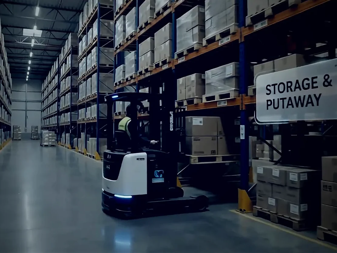 Racking and pallet storage inside an automated warehouse